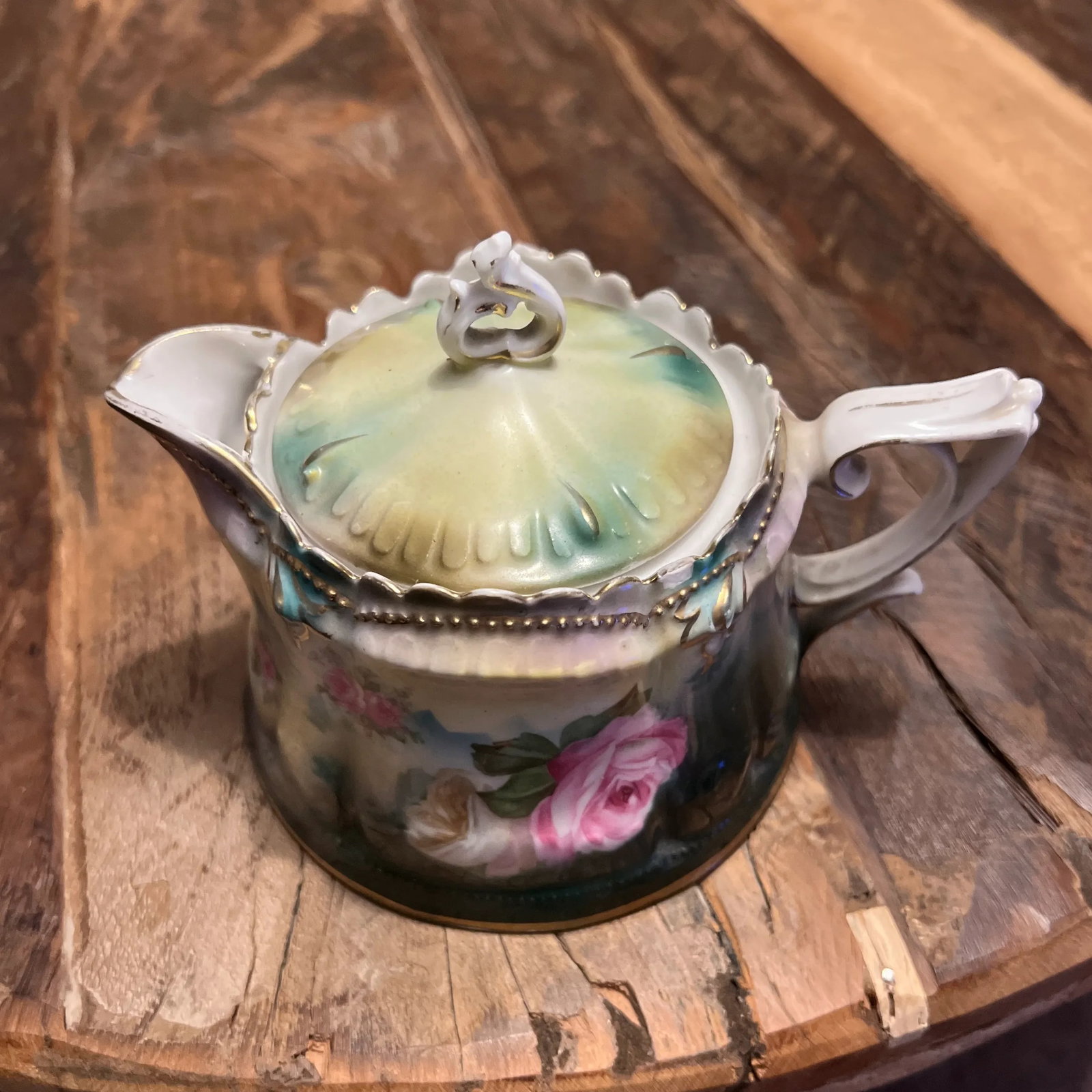 Early 1900s Rs Prussia Jeweled Syrup Pitcher With Lid - 3