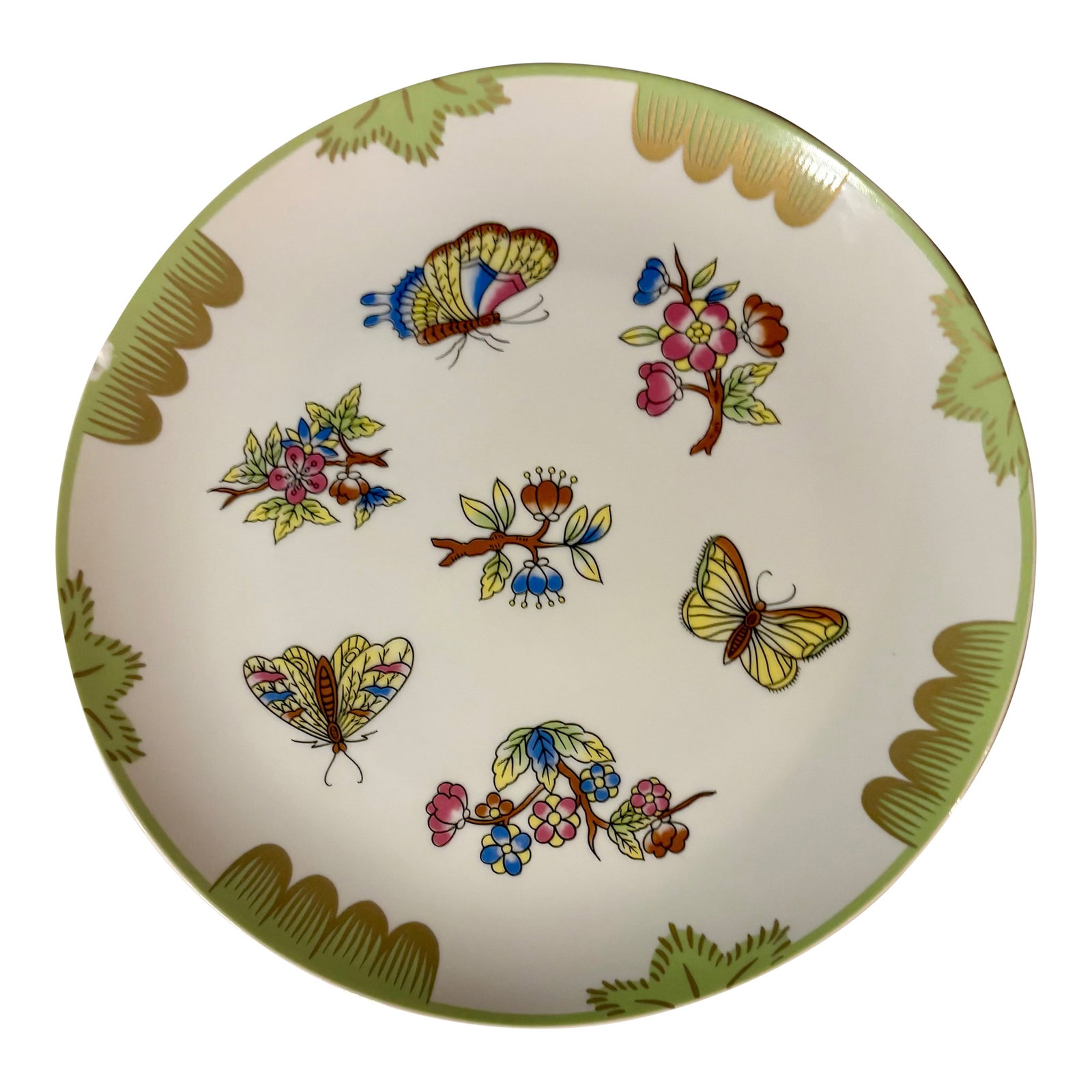 Hand Painted Chinoiserie Butterfly Garden Party Decorative Plate (1 of 8)