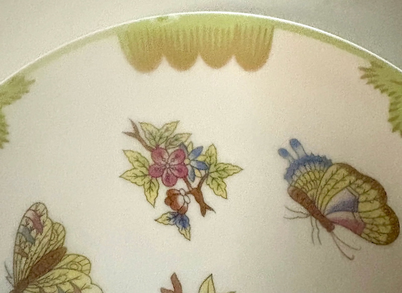 Hand Painted Chinoiserie Butterfly Garden Party Decorative Plate - 7