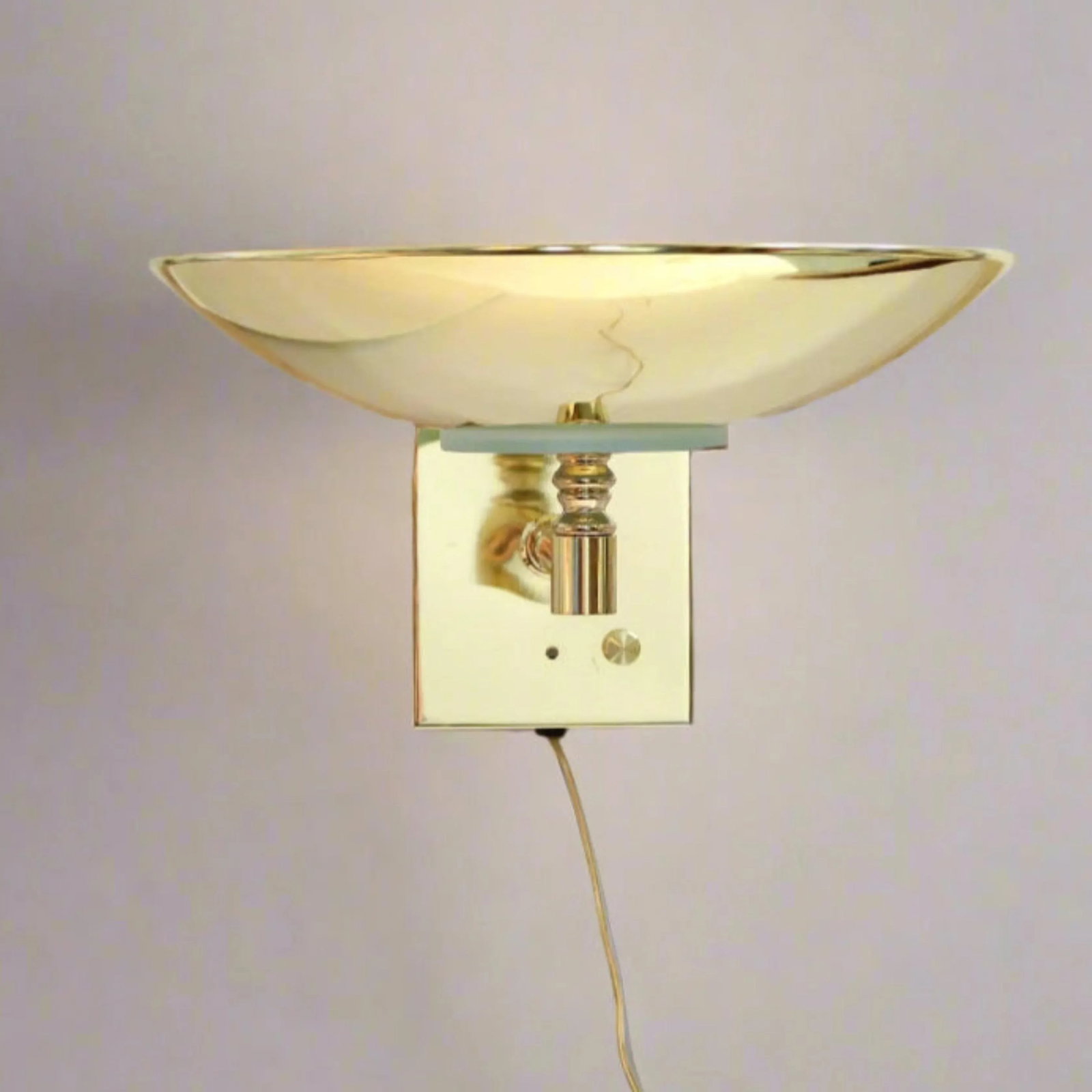 Vintage Mid Century Modern Brass Flying Saucer Wall Sconce - 11