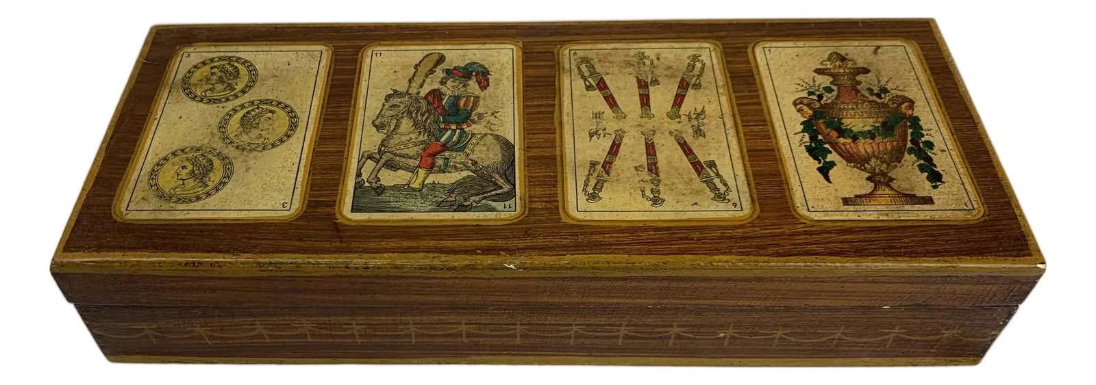 Late 19th Century Antique Italian Playing Card Wood Box (1 of 6)