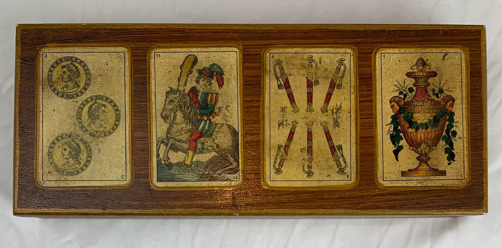 Late 19th Century Antique Italian Playing Card Wood Box - 2