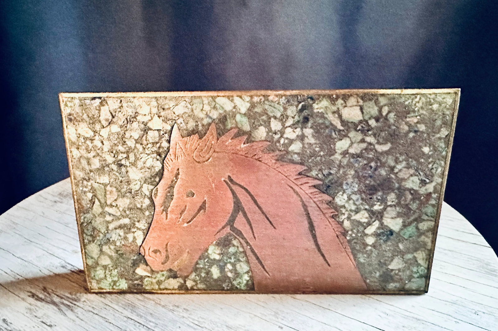 1950s Mid Century Los Castillo's Style Mixed Metal and Inlaid Stone Box - 2