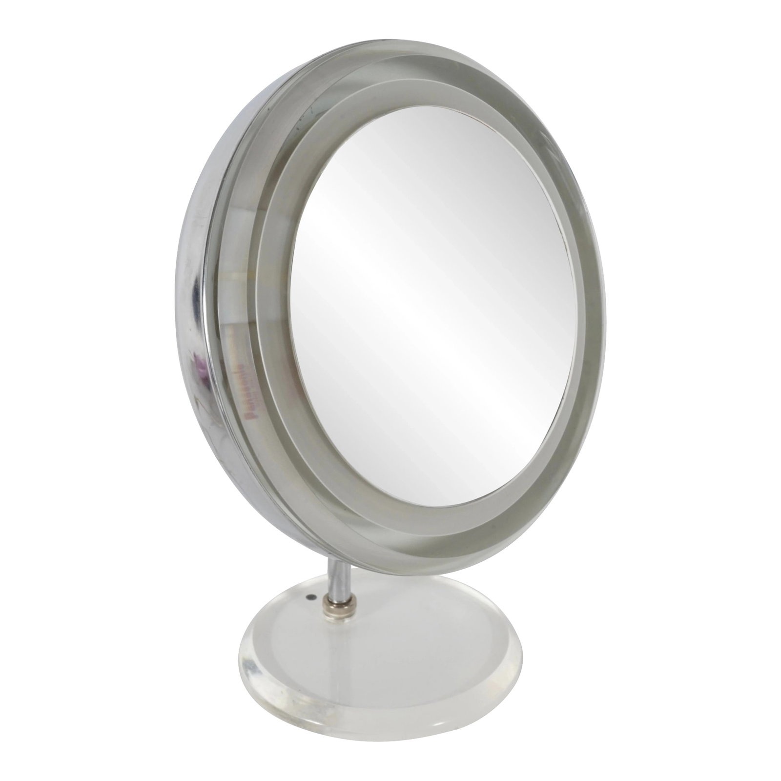 Vintage Rialto New York Lucite Lighted Vanity Mirror- Magnifying/Standard Setting: Vintage Rialto New York Lucite Lighted Vanity Mirror- Magnifying/Standard Setting. Perfect mirror for doing one's makeup and facials. Condition: Alterations: Original Condition Unaltered Imperfections