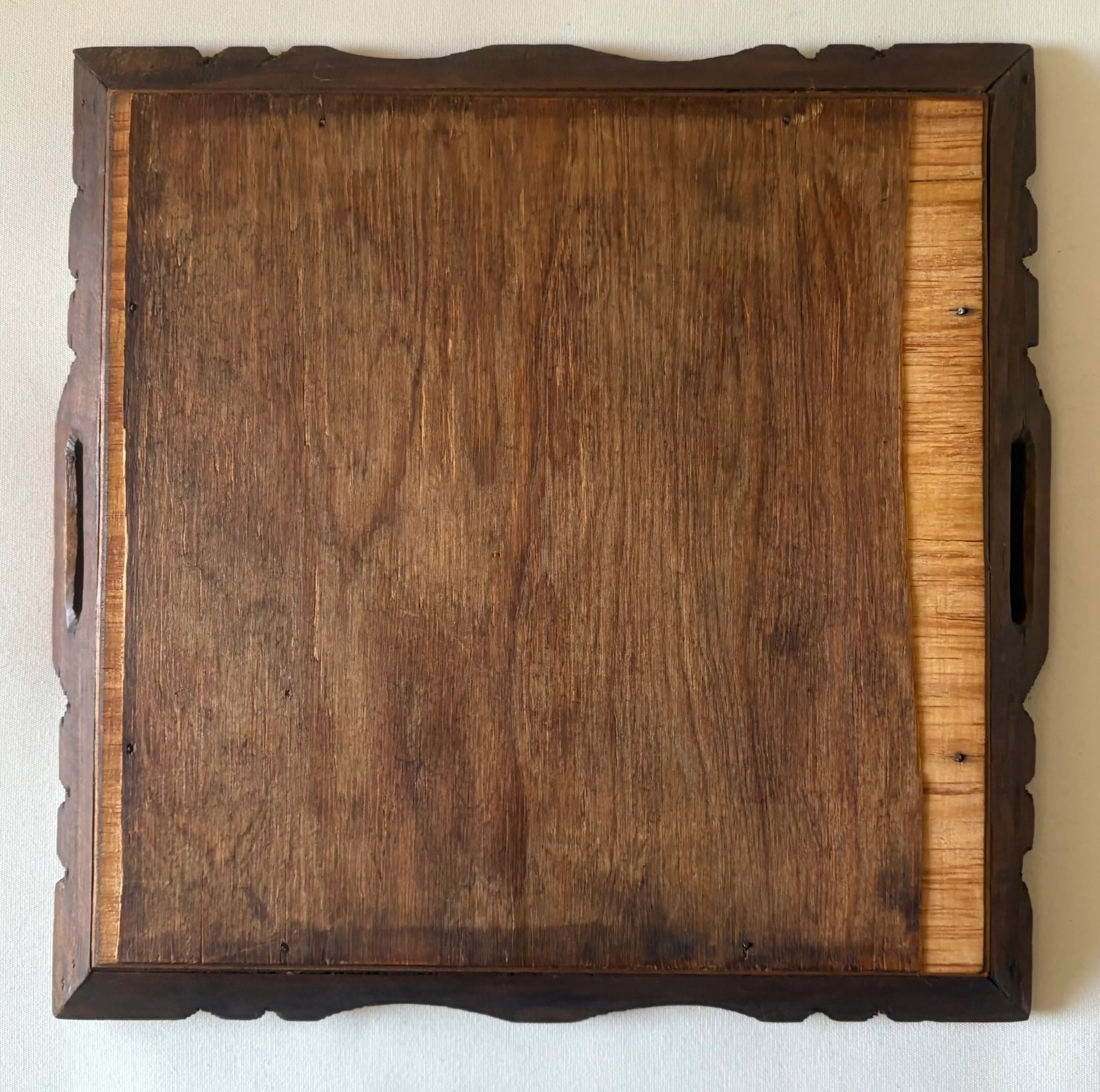 Vintage Mexican Carved Wood and Floral Tile Tray - 6