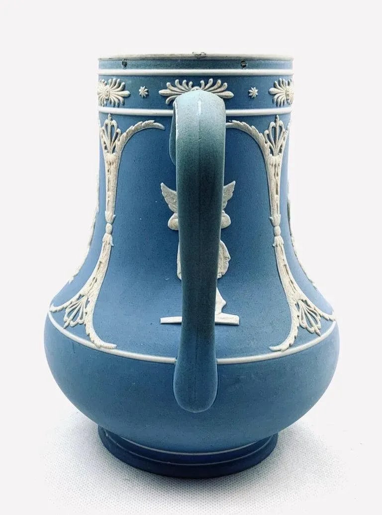 Dudson Jasperware Pitcher in Blue With Neo-Classical Motif-8.25" Tall - 4