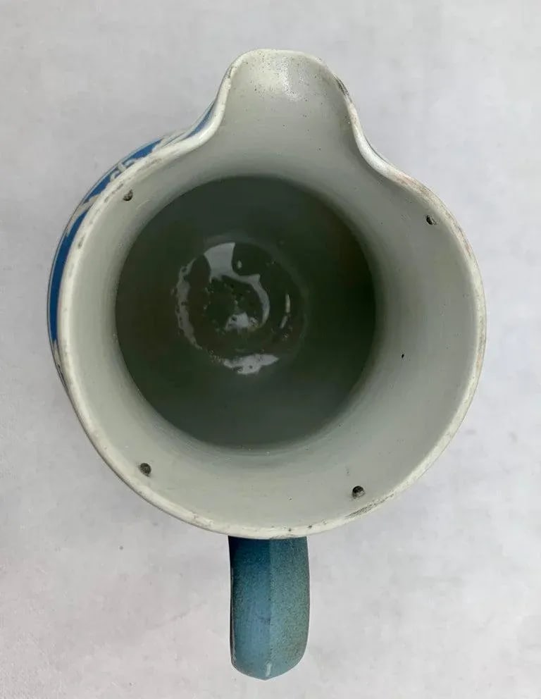 Dudson Jasperware Pitcher in Blue With Neo-Classical Motif-8.25" Tall - 6