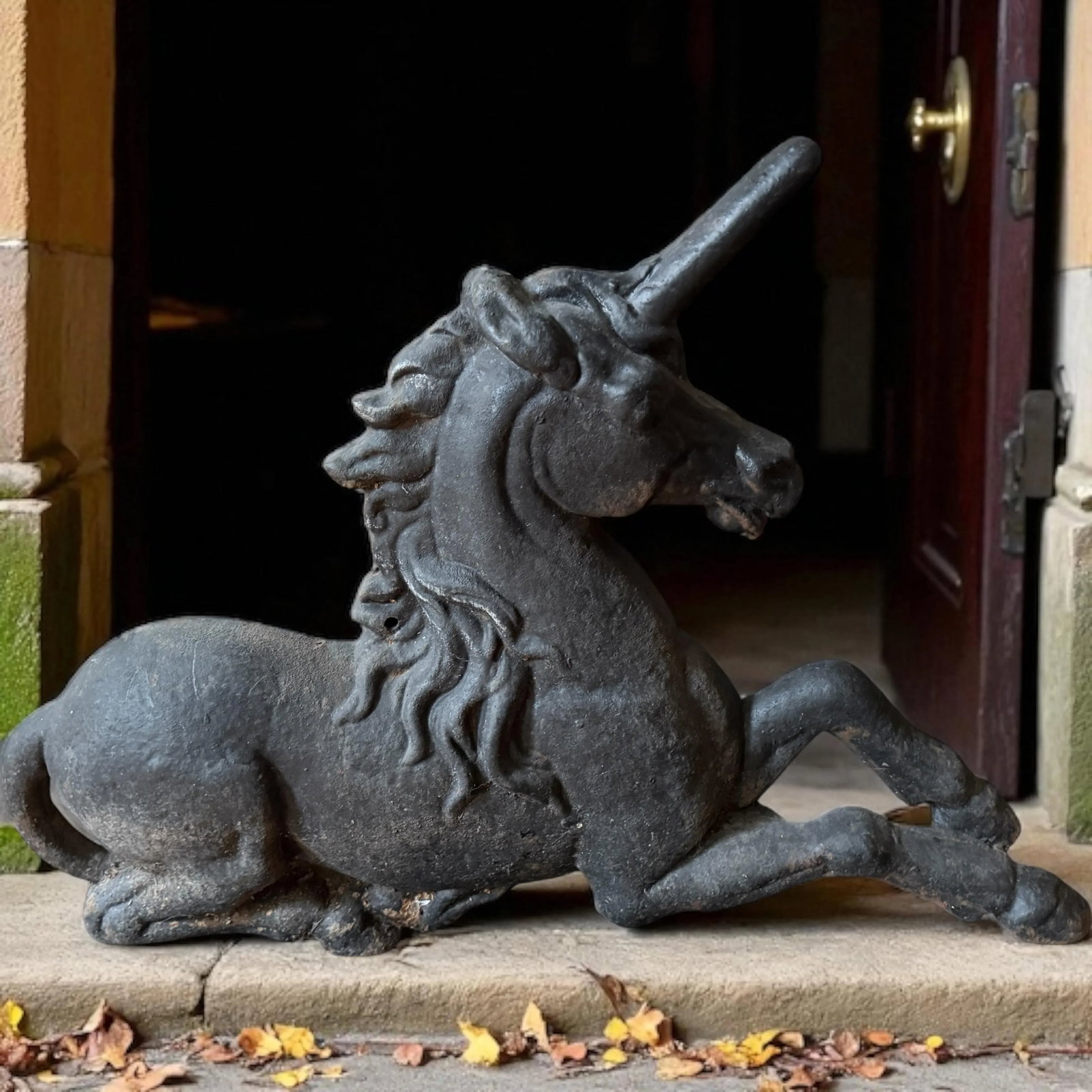 1860 Large Recumbent Lion & Unicorn Cast Iron Boot Scrapes - Set of 2 - 4