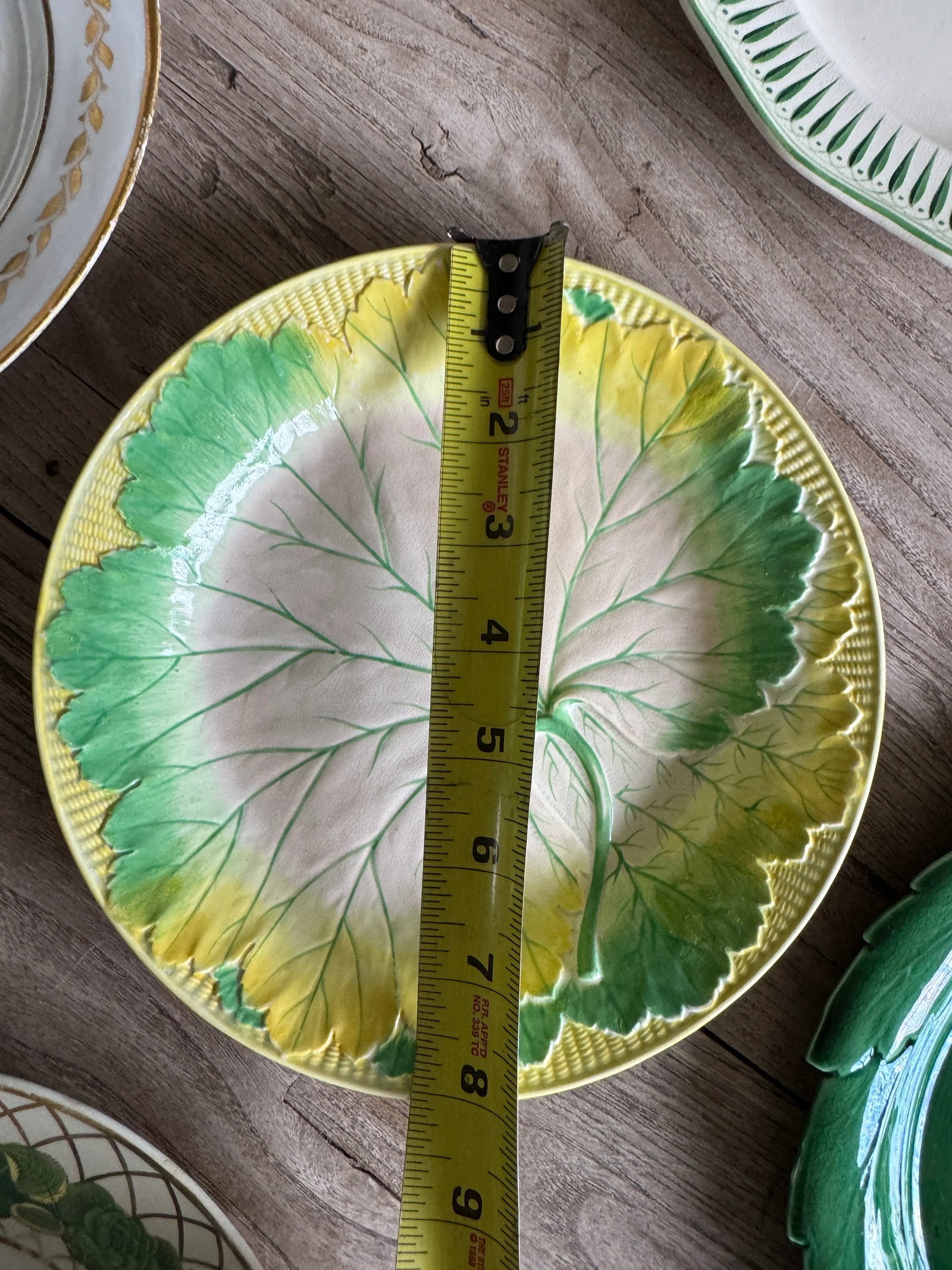 Josiah Wedgwood Pearlware Hand Enameled Cabbage Leaf Plate, 1860 - 4