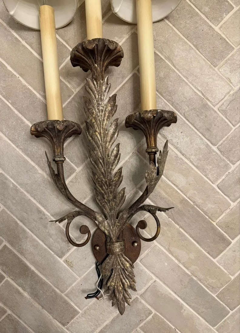 1990s Large Pair of French Wall Sconces - 7