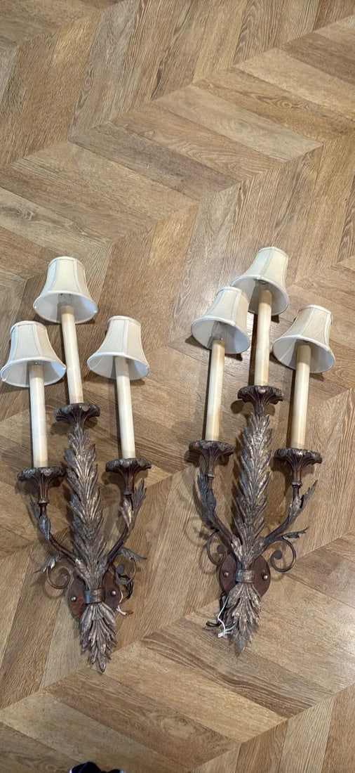 1990s Large Pair of French Wall Sconces - 8