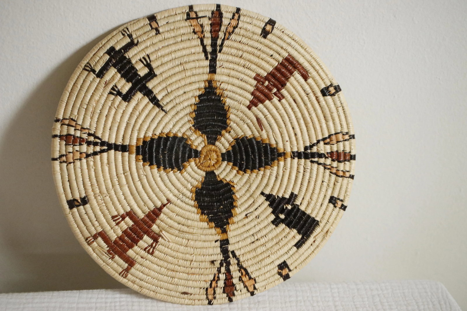 Early 20th C. Hopi Coil Basket Plaque With Geometric Figural Motifs - 3