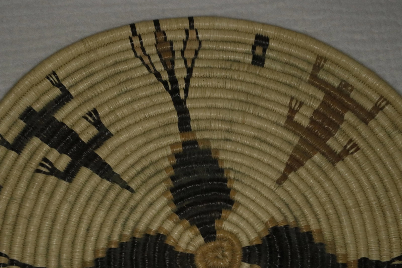 Early 20th C. Hopi Coil Basket Plaque With Geometric Figural Motifs - 9