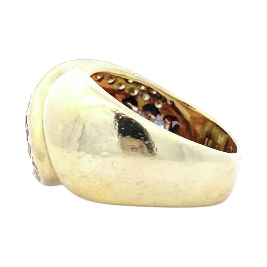 Late 20th Century Vintage 18k Gold Snake Style Yellow and White Diamond Ring, Size 8.5 - 4