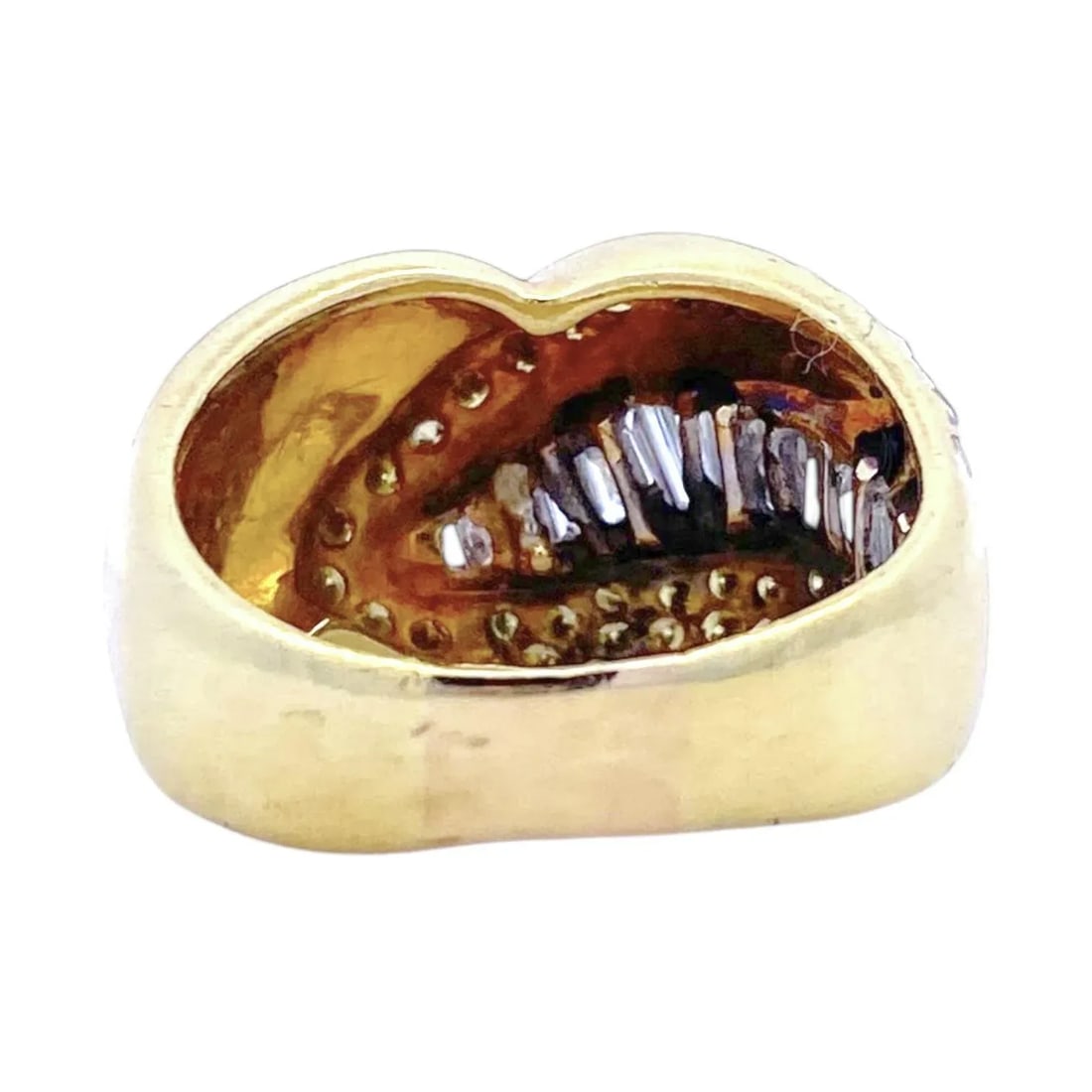 Late 20th Century Vintage 18k Gold Snake Style Yellow and White Diamond Ring, Size 8.5 - 5