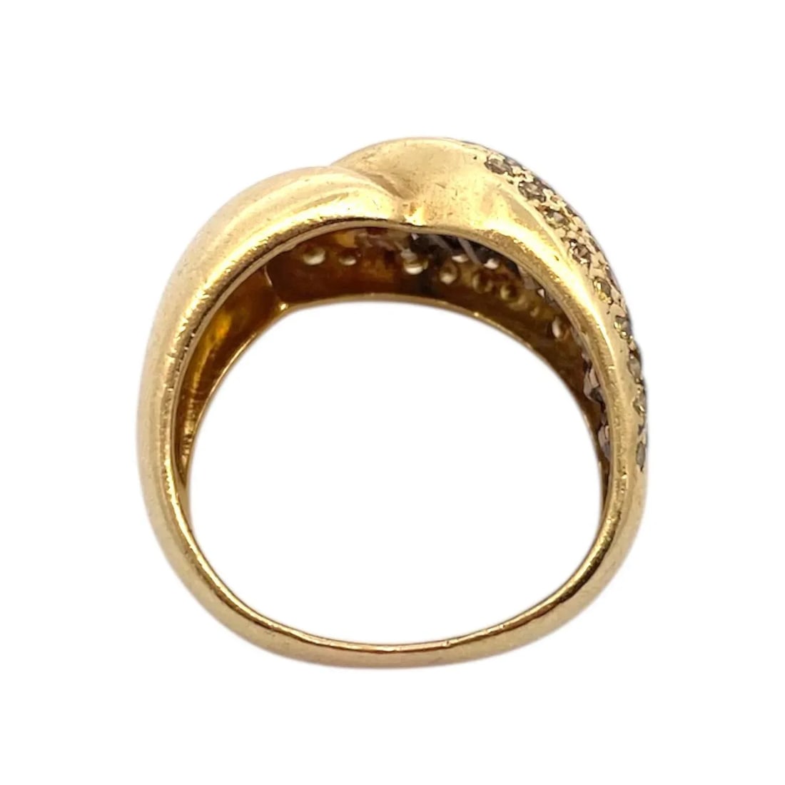 Late 20th Century Vintage 18k Gold Snake Style Yellow and White Diamond Ring, Size 8.5 - 8