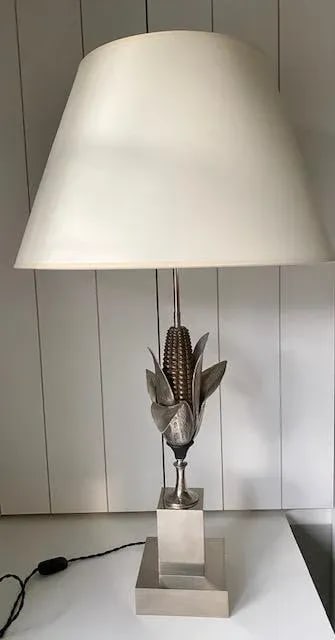 1960s Maison Charles Silvered Bronze Corn Lamp - 10