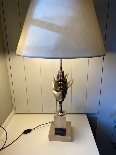 1960s Maison Charles Silvered Bronze Corn Lamp - 2