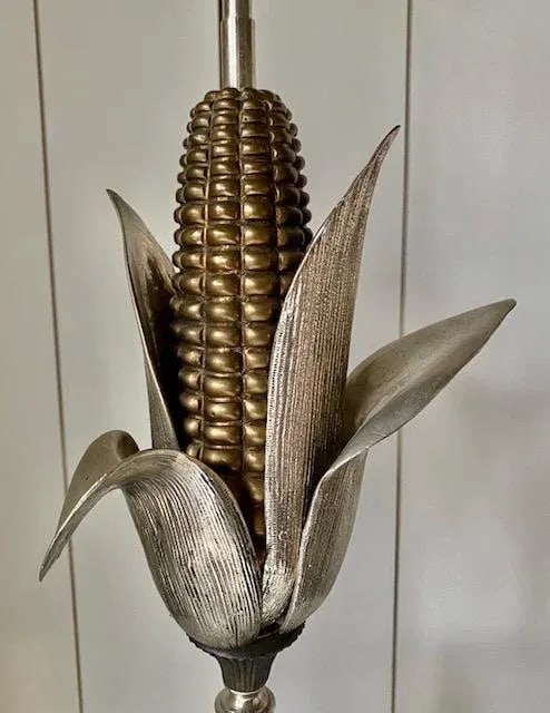 1960s Maison Charles Silvered Bronze Corn Lamp - 3