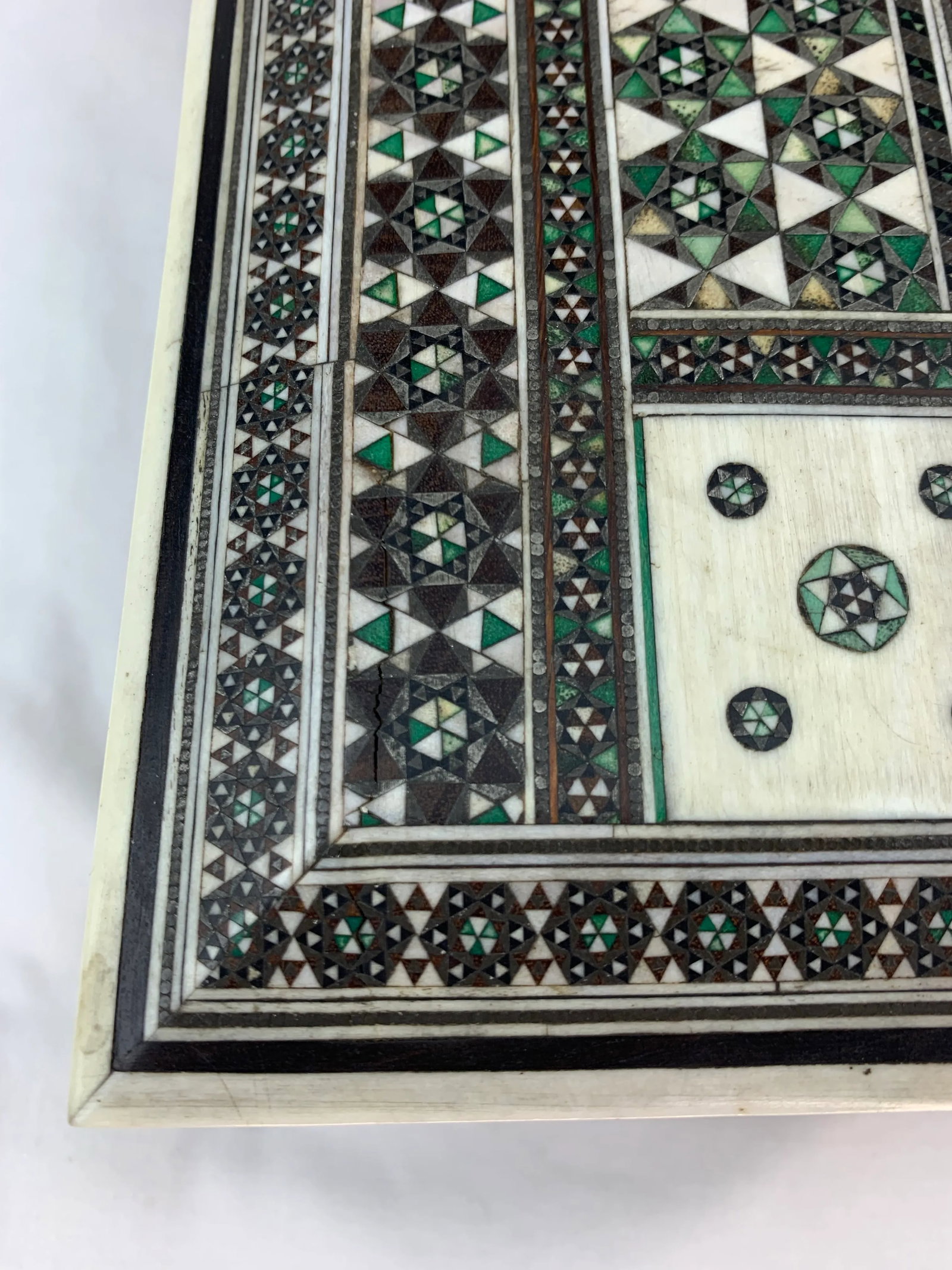 Antique Mid 19th Century Anglo India Wood Mosaic Sadeli Jewelry Box - 2