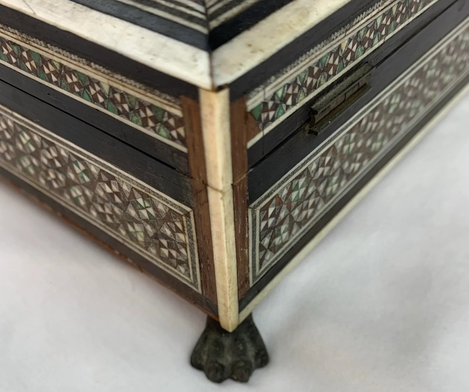Antique Mid 19th Century Anglo India Wood Mosaic Sadeli Jewelry Box - 6