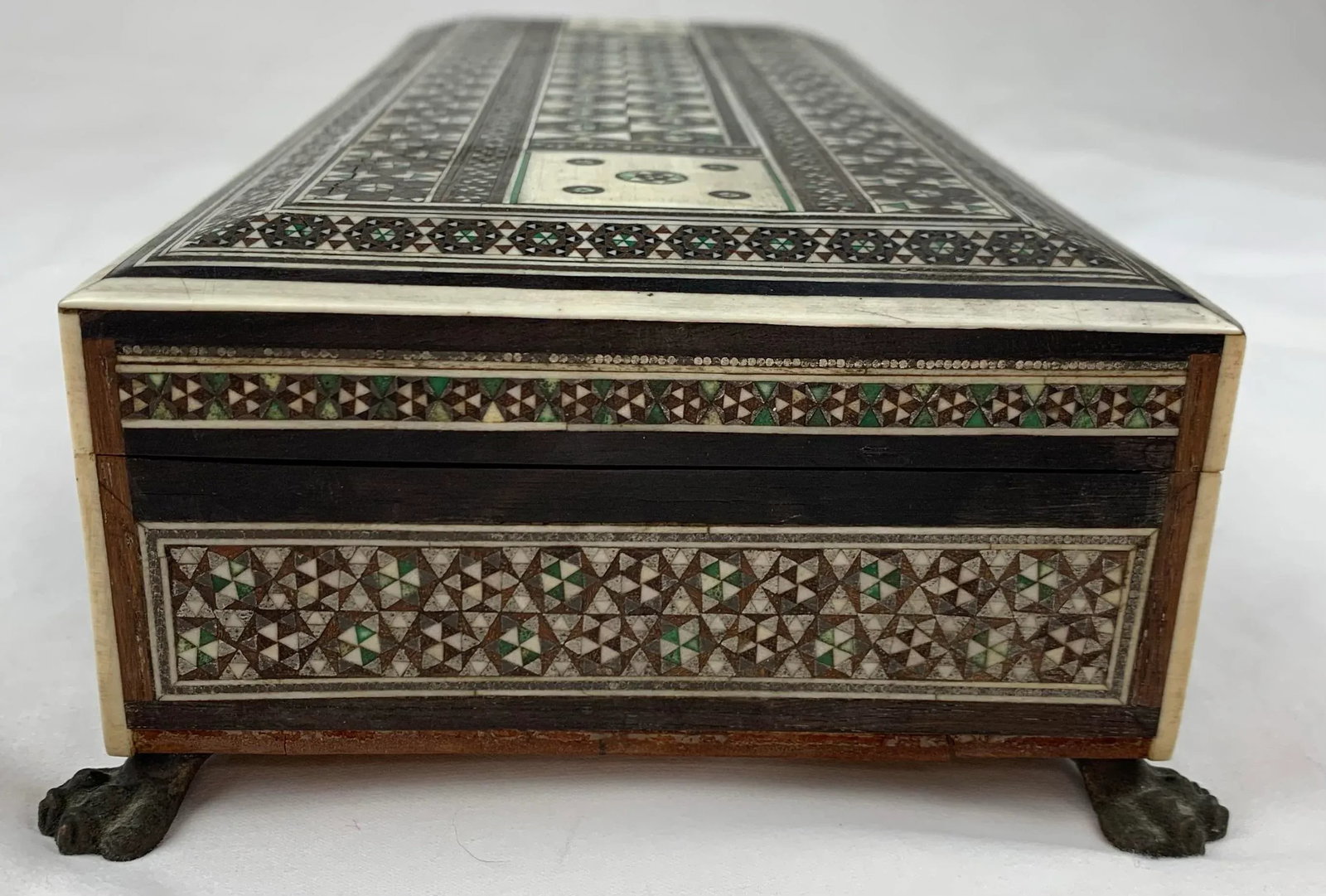 Antique Mid 19th Century Anglo India Wood Mosaic Sadeli Jewelry Box - 7