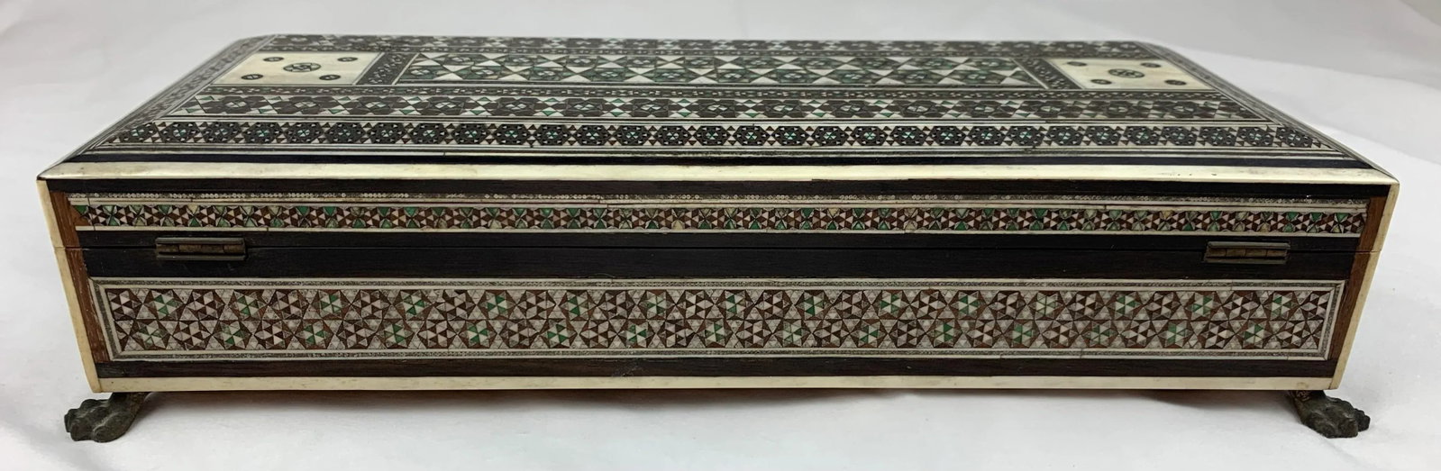 Antique Mid 19th Century Anglo India Wood Mosaic Sadeli Jewelry Box - 8