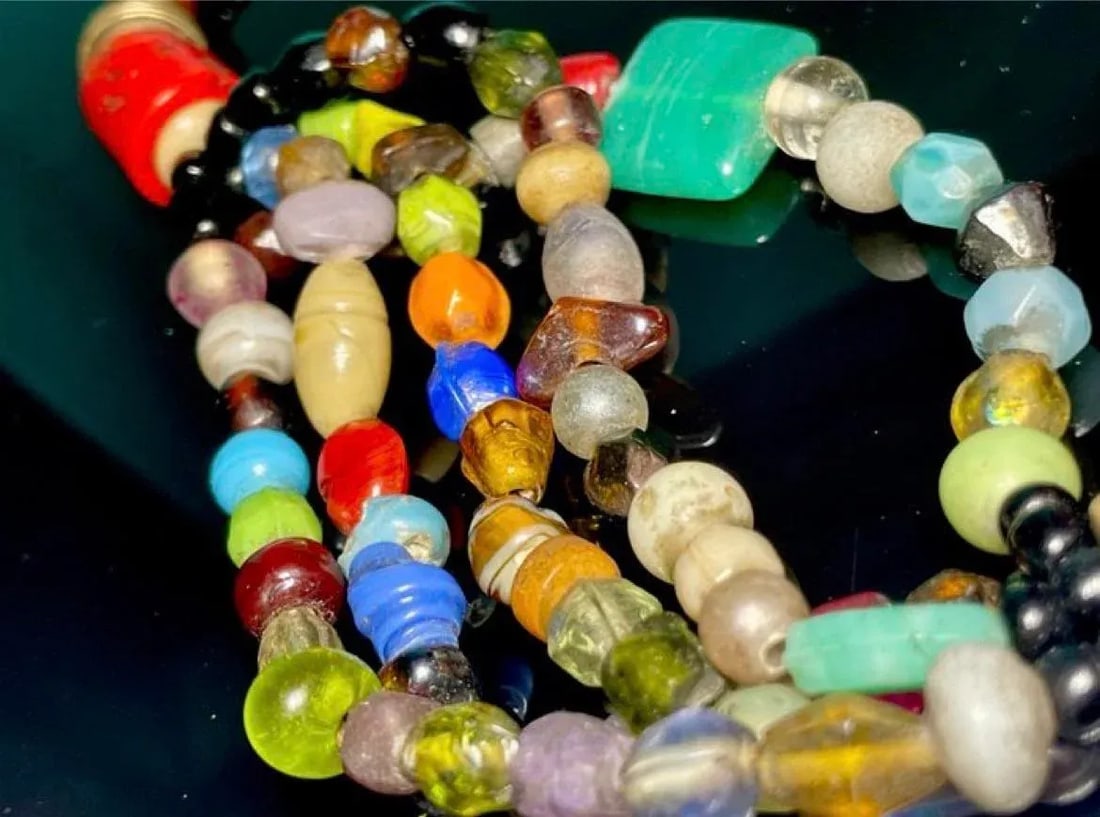 North African Trade Beads and Large Phenolic Cherry Red Copal Resin - 4