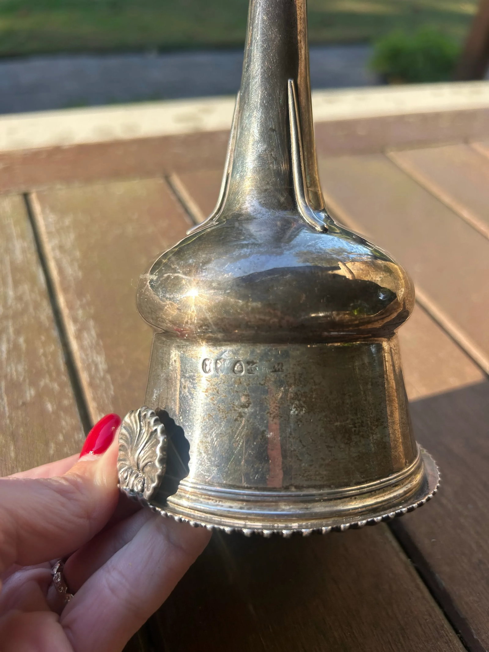 Antique 19th Century English Georgian Sterling Silver Wine Funnel and Strainer, Shell Motif, With Lo - 10