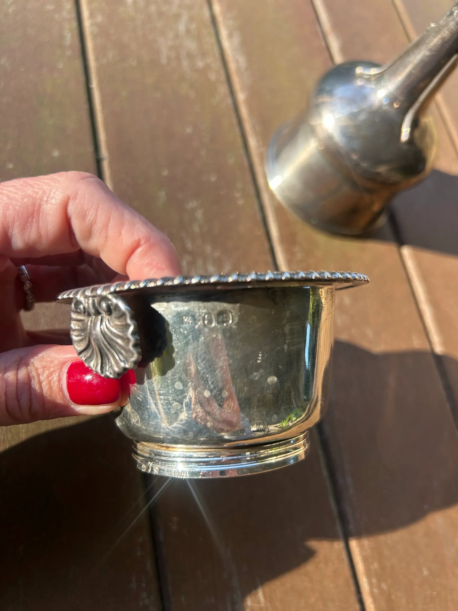 Antique 19th Century English Georgian Sterling Silver Wine Funnel and Strainer, Shell Motif, With Lo - 9