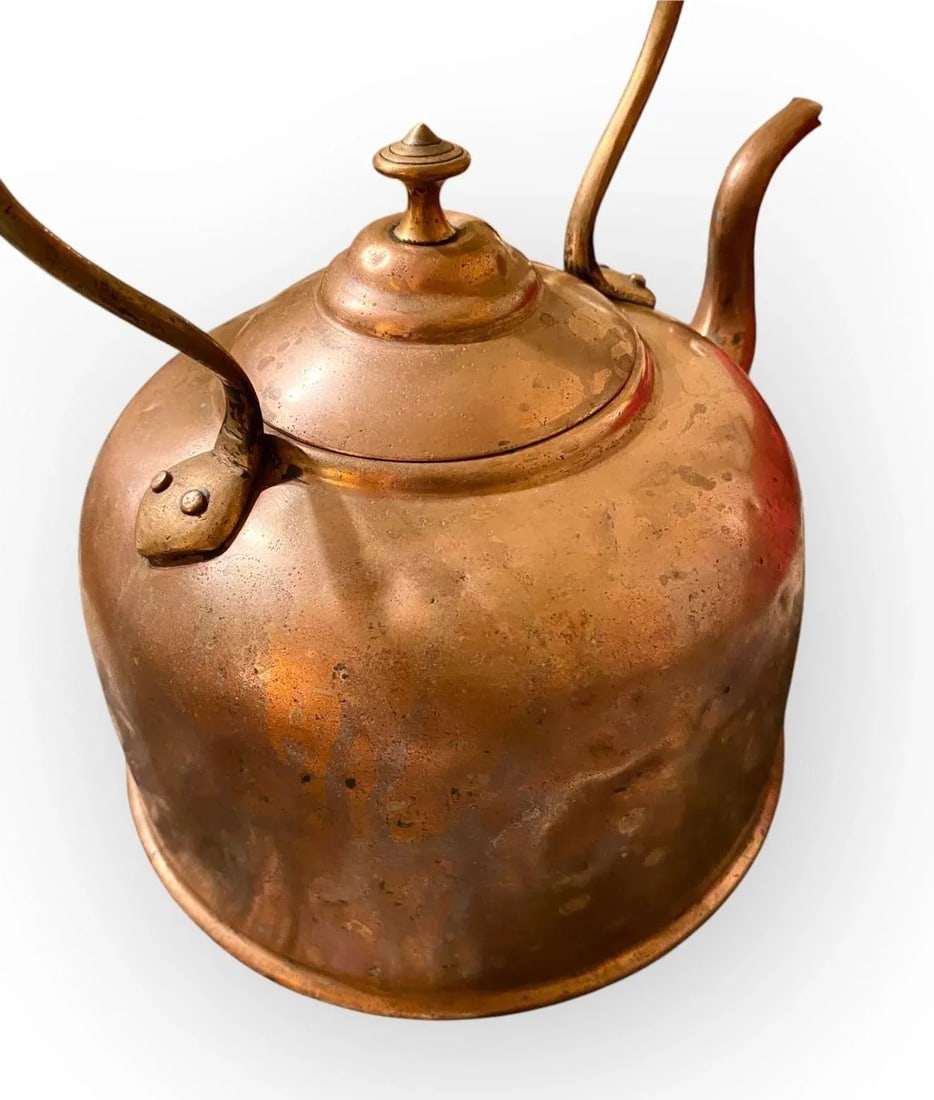 Fine Antique English Georgian Copper and Brass Water Kettle - 4