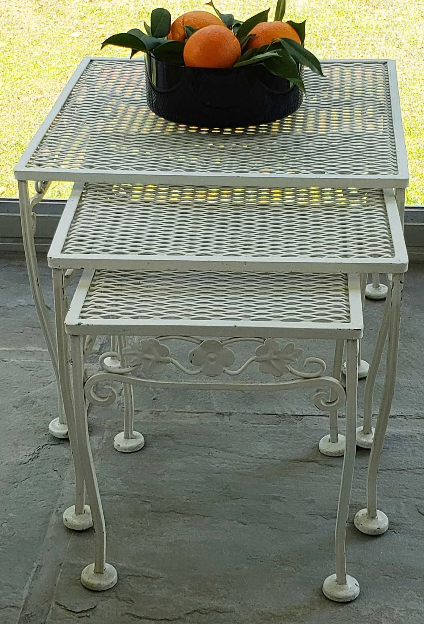 Vintage Meadowcraft Wrought Iron Lounge Chair and Nesting Tables - 2