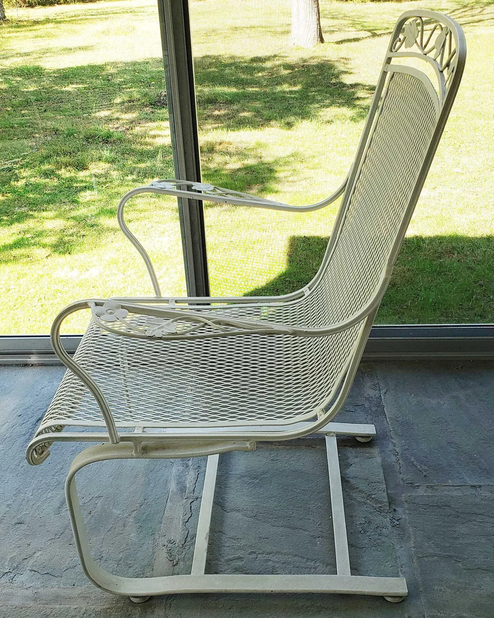Vintage Meadowcraft Wrought Iron Lounge Chair and Nesting Tables - 3