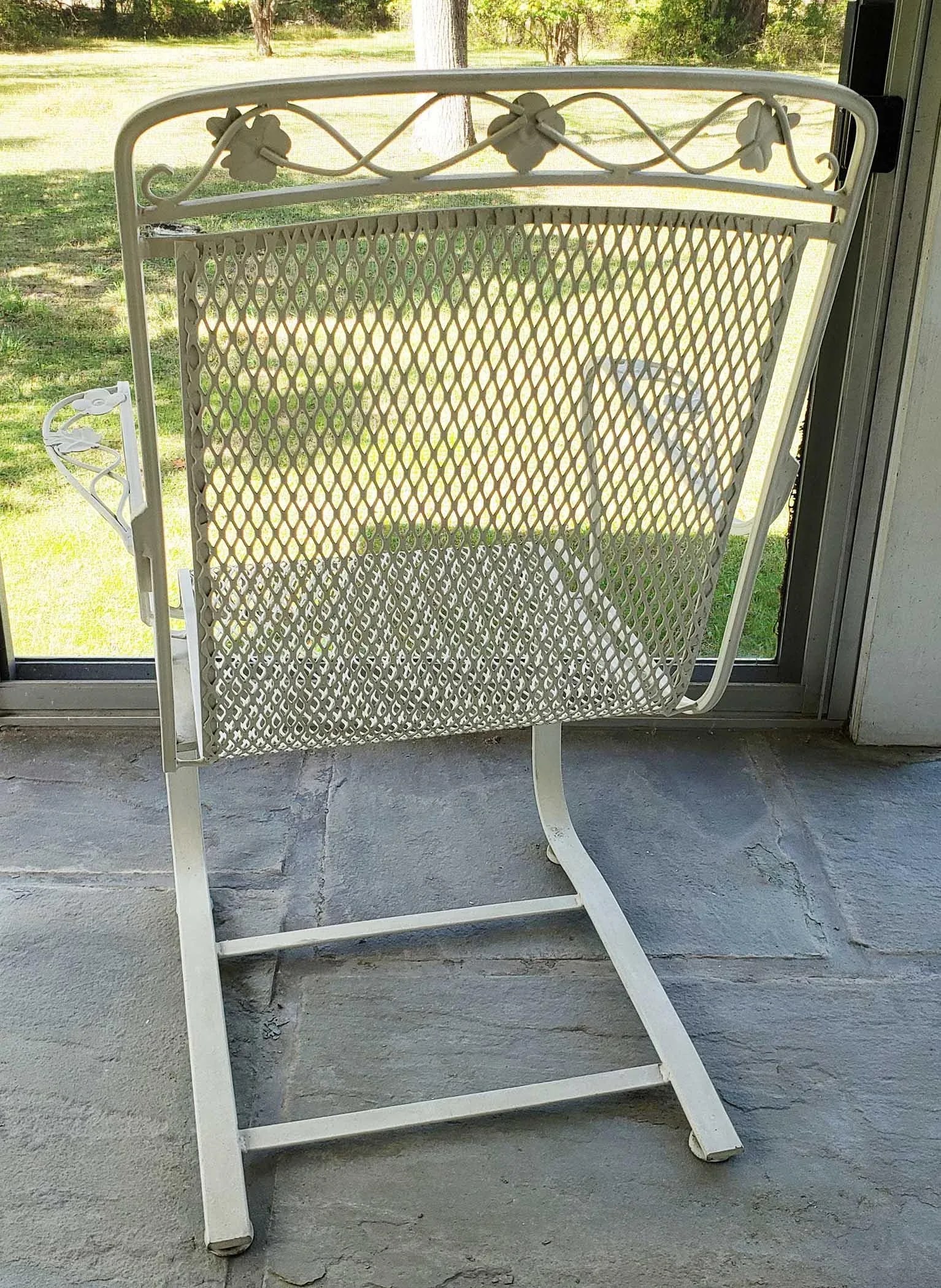 Vintage Meadowcraft Wrought Iron Lounge Chair and Nesting Tables - 9