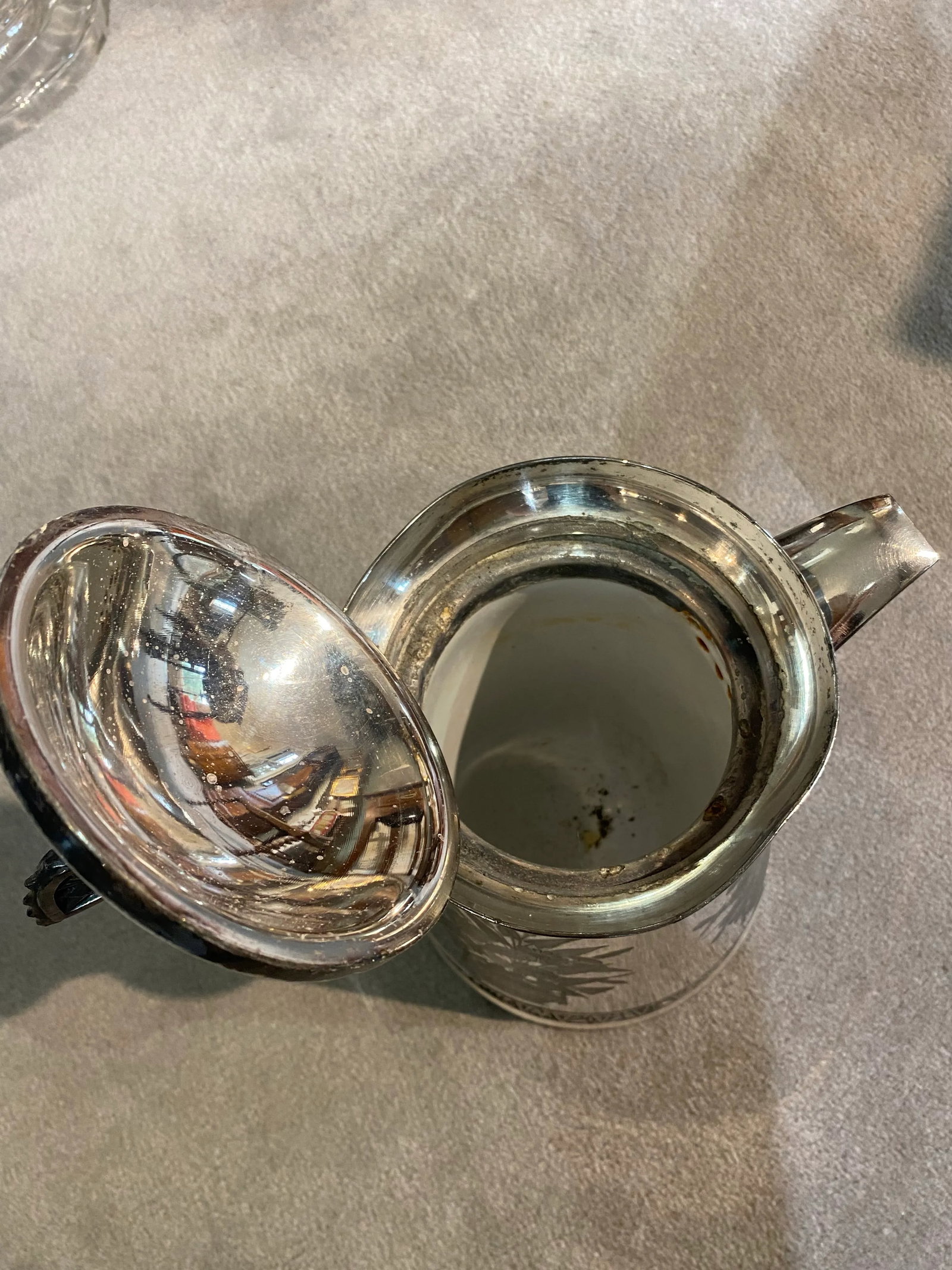 Antique Meriden Large Pitcher Silver Plate 1868 Floral Motif Victorian - 12
