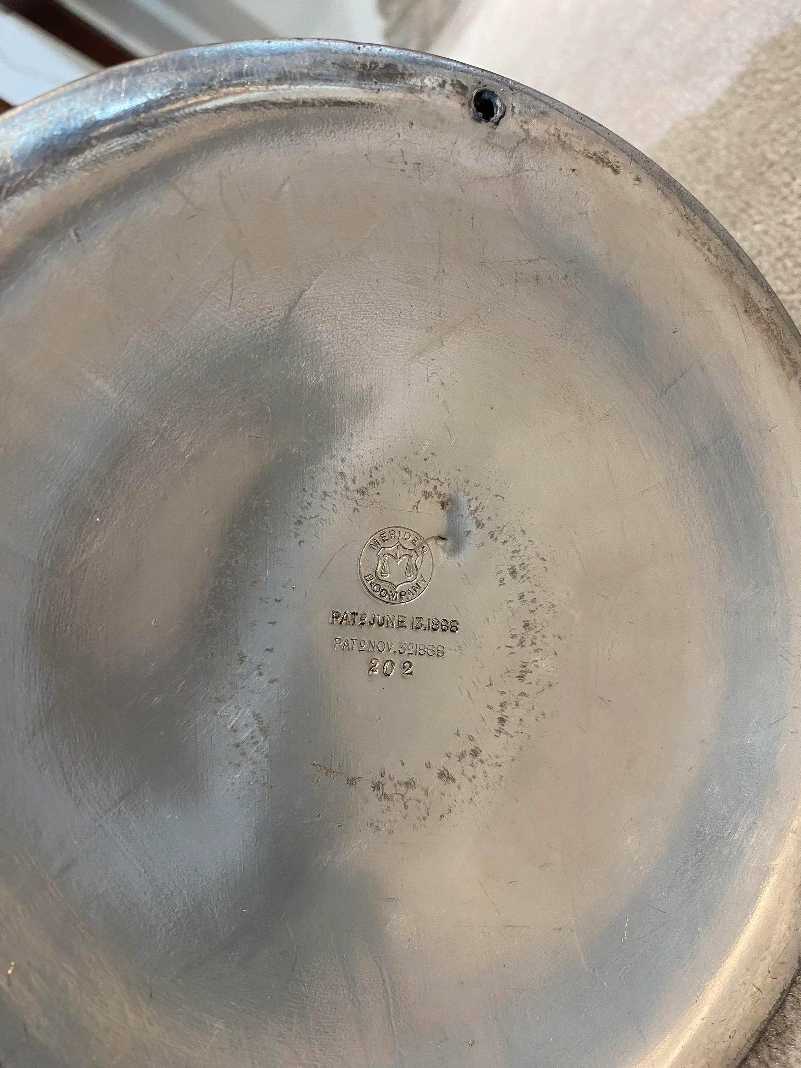 Antique Meriden Large Pitcher Silver Plate 1868 Floral Motif Victorian - 8