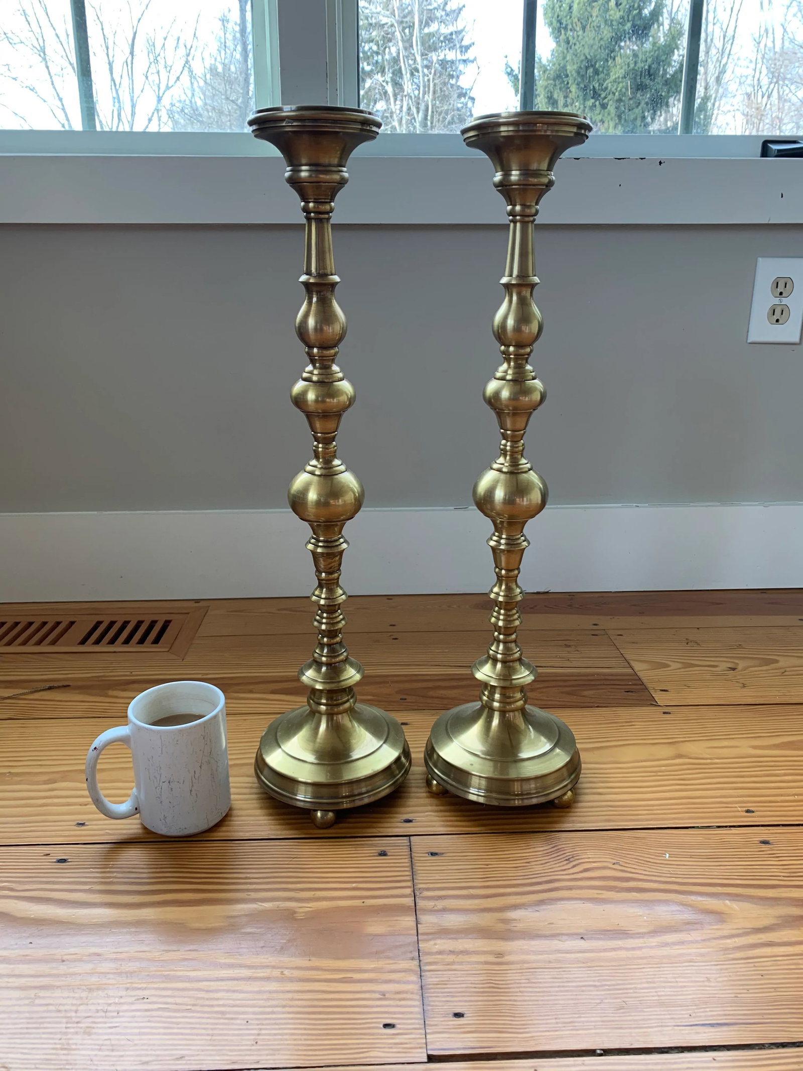 Global Views Brass Pilar Candlesticks - a Pair - 10