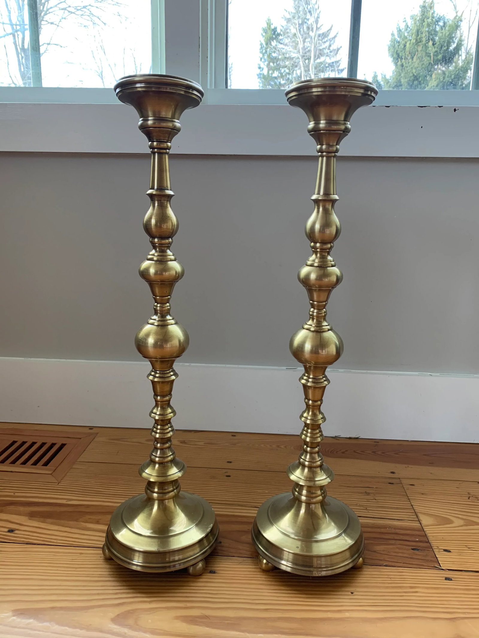 Global Views Brass Pilar Candlesticks - a Pair - 11