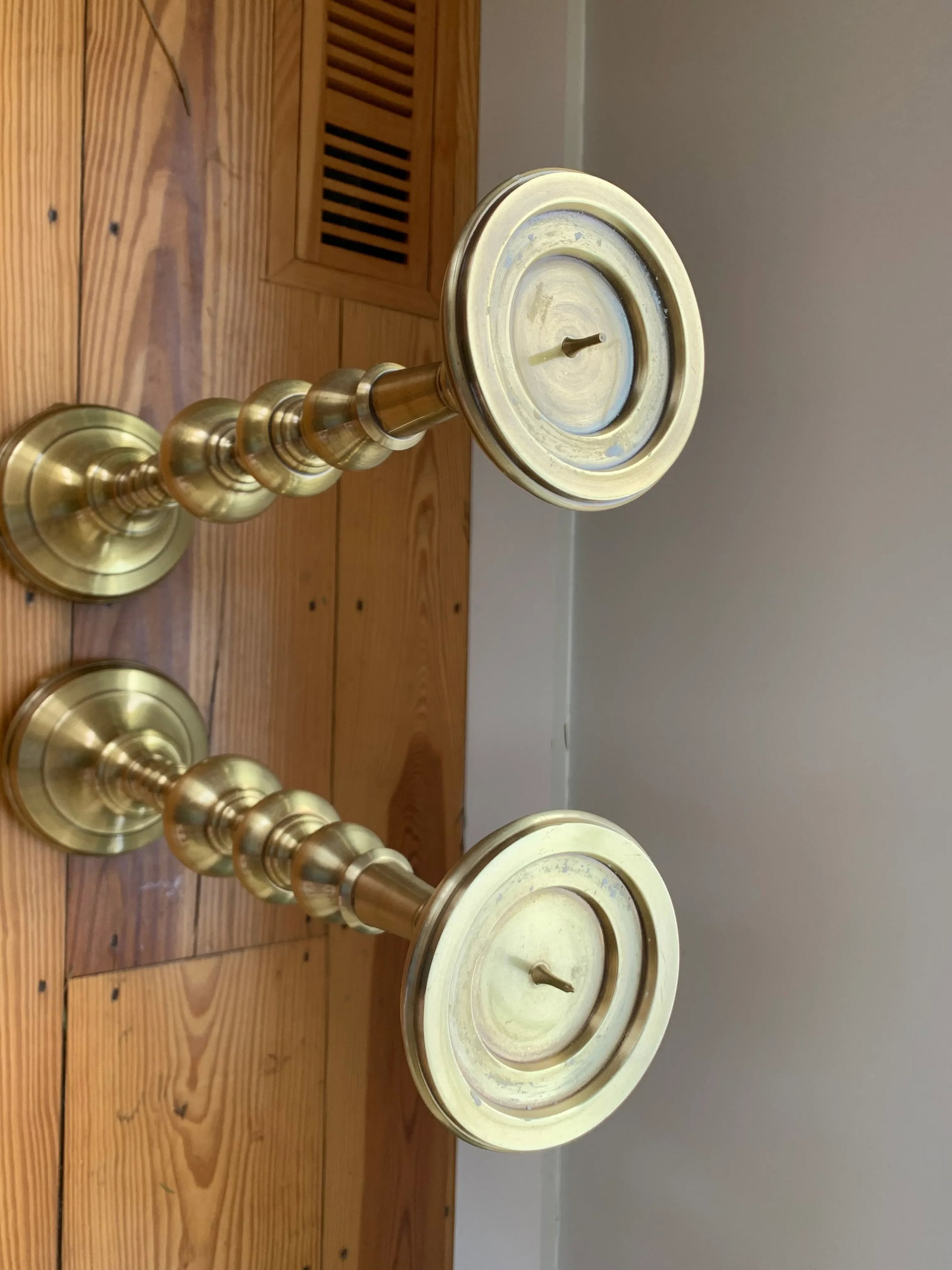 Global Views Brass Pilar Candlesticks - a Pair - 2