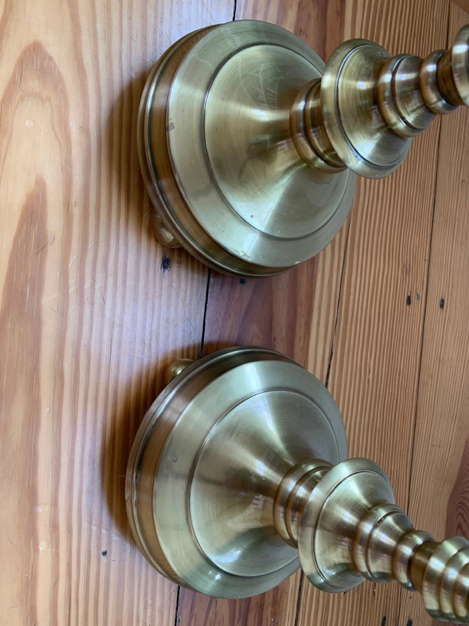 Global Views Brass Pilar Candlesticks - a Pair - 3