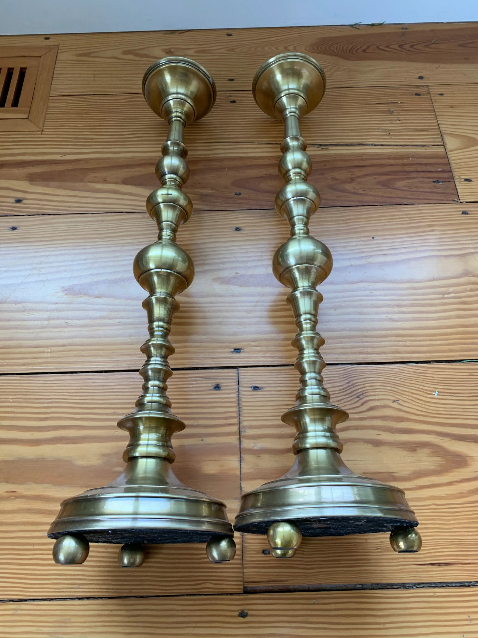 Global Views Brass Pilar Candlesticks - a Pair - 8