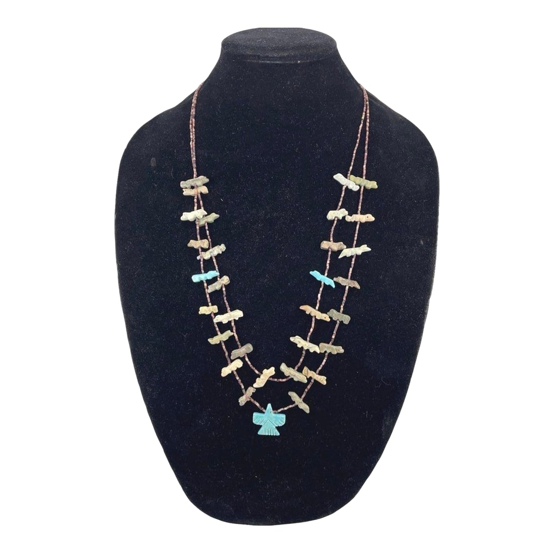 Native American Pueblo Fetish Necklace With Turquoise Thunderbird Pendant (1 of 3)