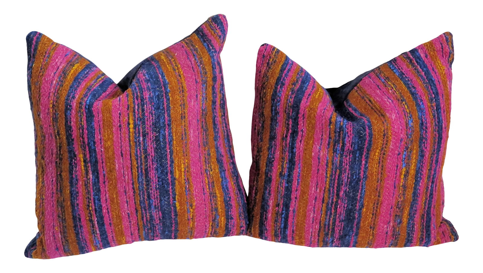 Mid 20th Century Hand Woven Cotton Multi-Color Pillows - A Pair (1 of 5)
