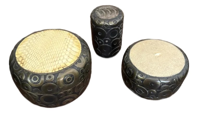 Set of 3 R&y Augousti Brass and Leather Boxes (1 of 7)