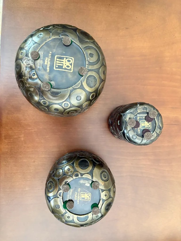 Set of 3 R&y Augousti Brass and Leather Boxes - 6