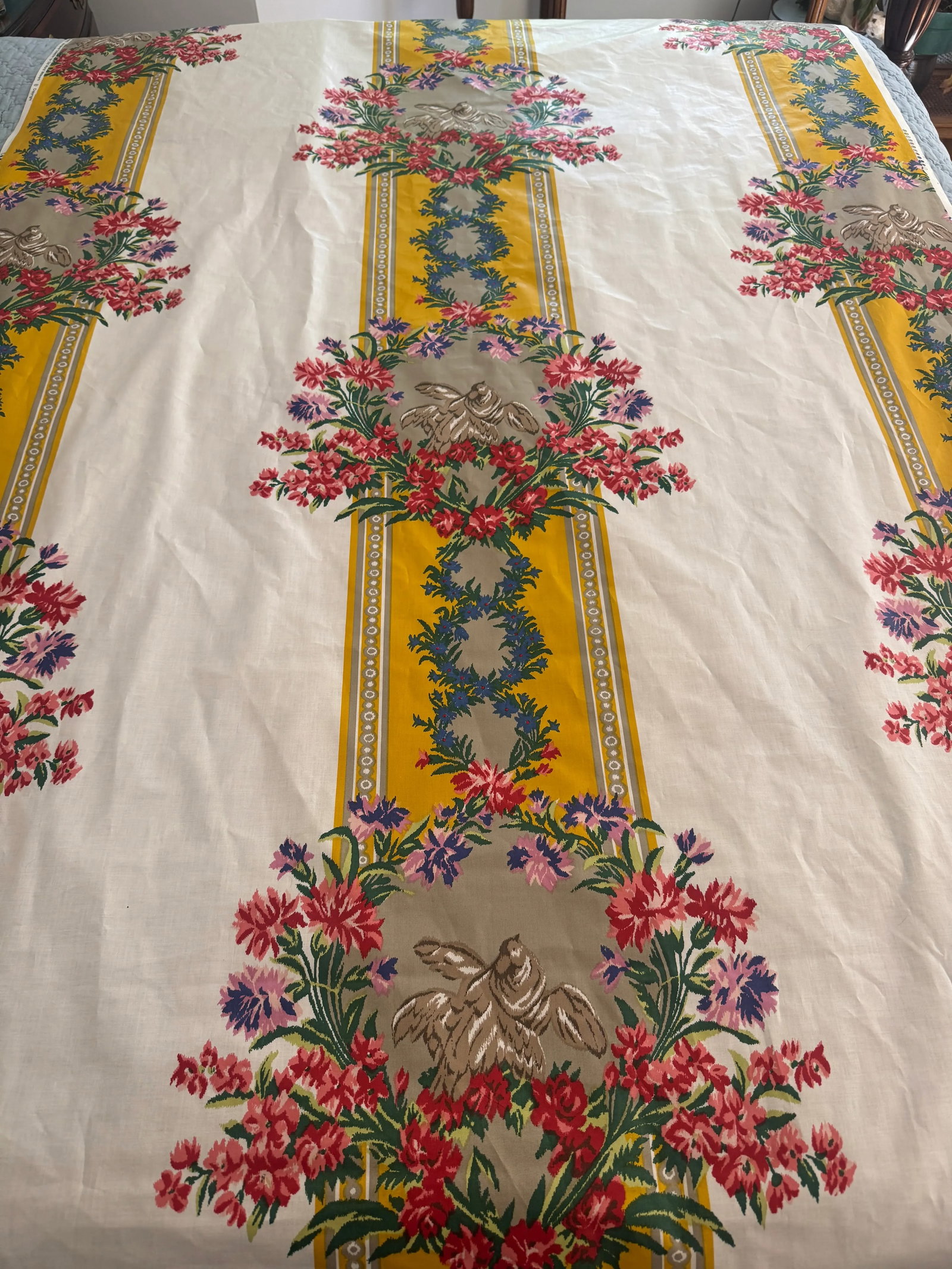 Old World Weavers Yellow Nancy Chintz Fabric Remnant 4 Yards - 12