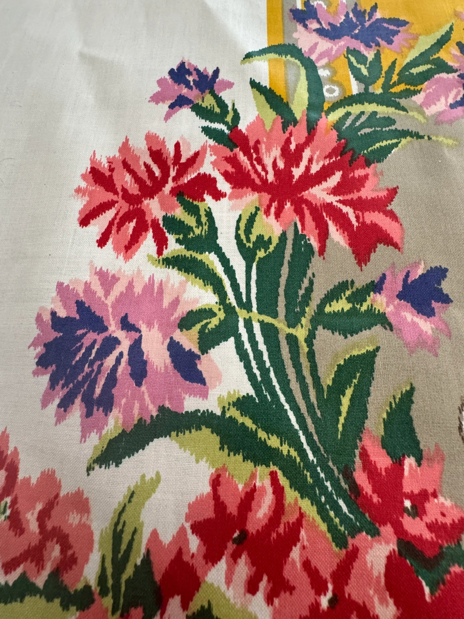 Old World Weavers Yellow Nancy Chintz Fabric Remnant 4 Yards - 2