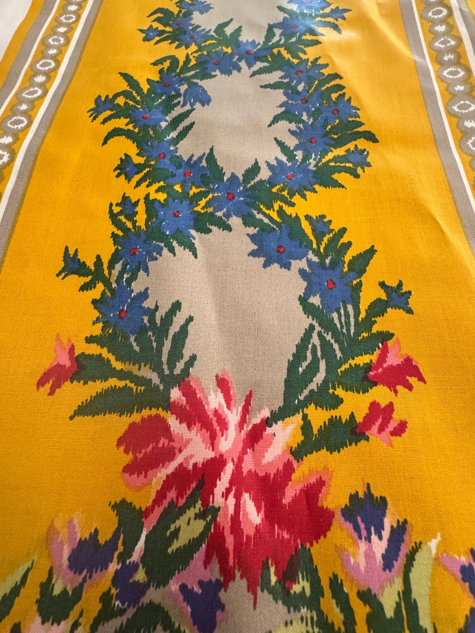 Old World Weavers Yellow Nancy Chintz Fabric Remnant 4 Yards - 7