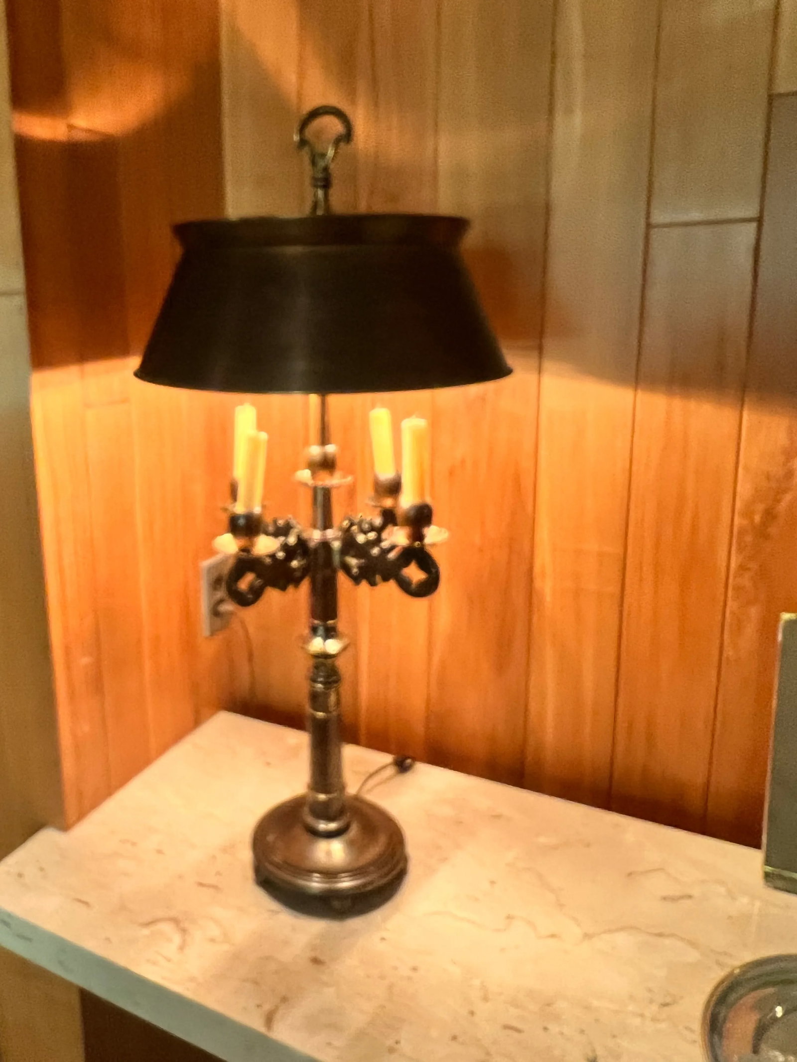 Pair of Mid-Century Frederick Cooper Brass Bouillotte Table Lamps With Adjustable Brass Tole Shades - 2