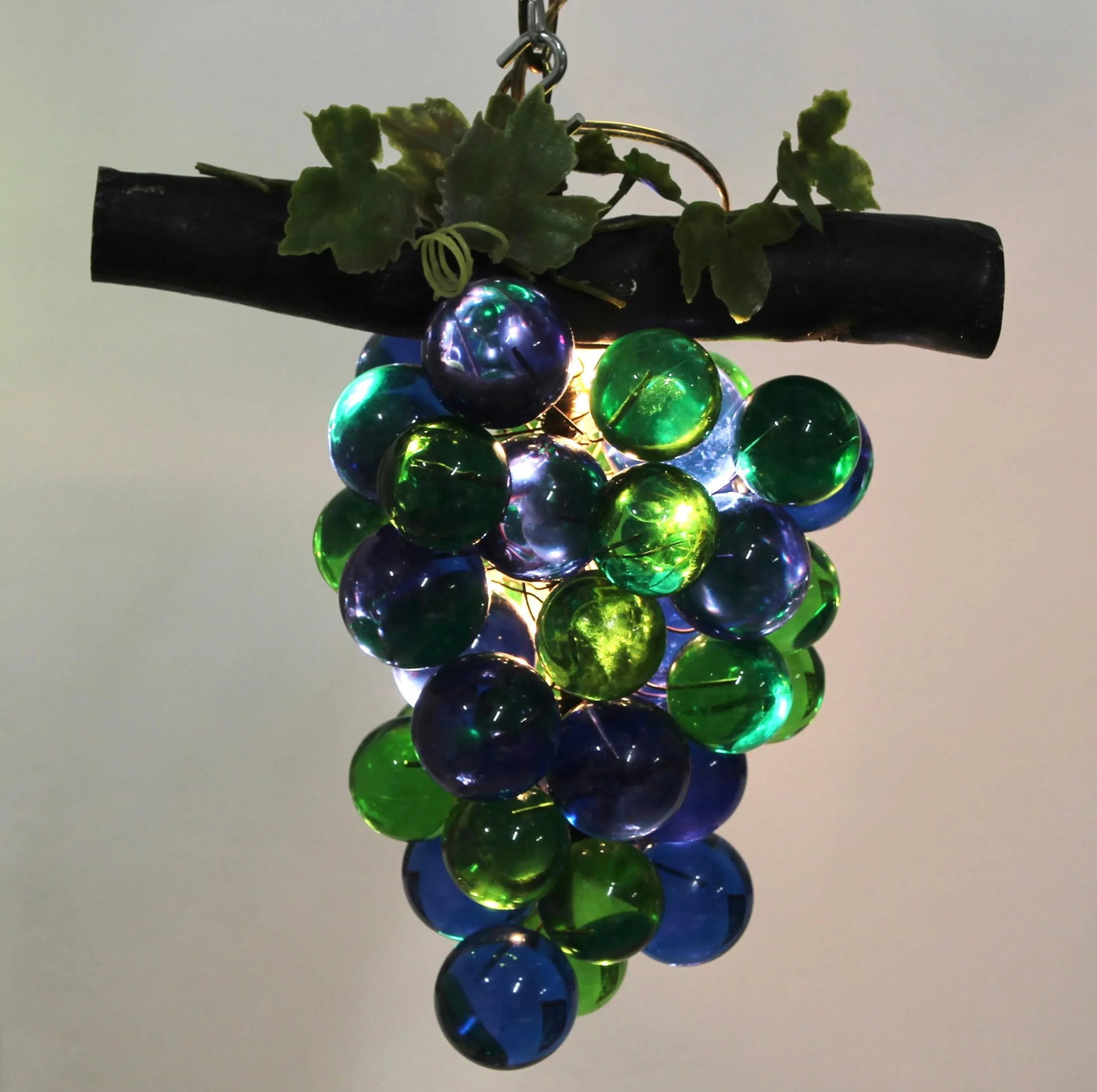 1960s Hanging Swag Lamp With Large Lucite Grapes - 2